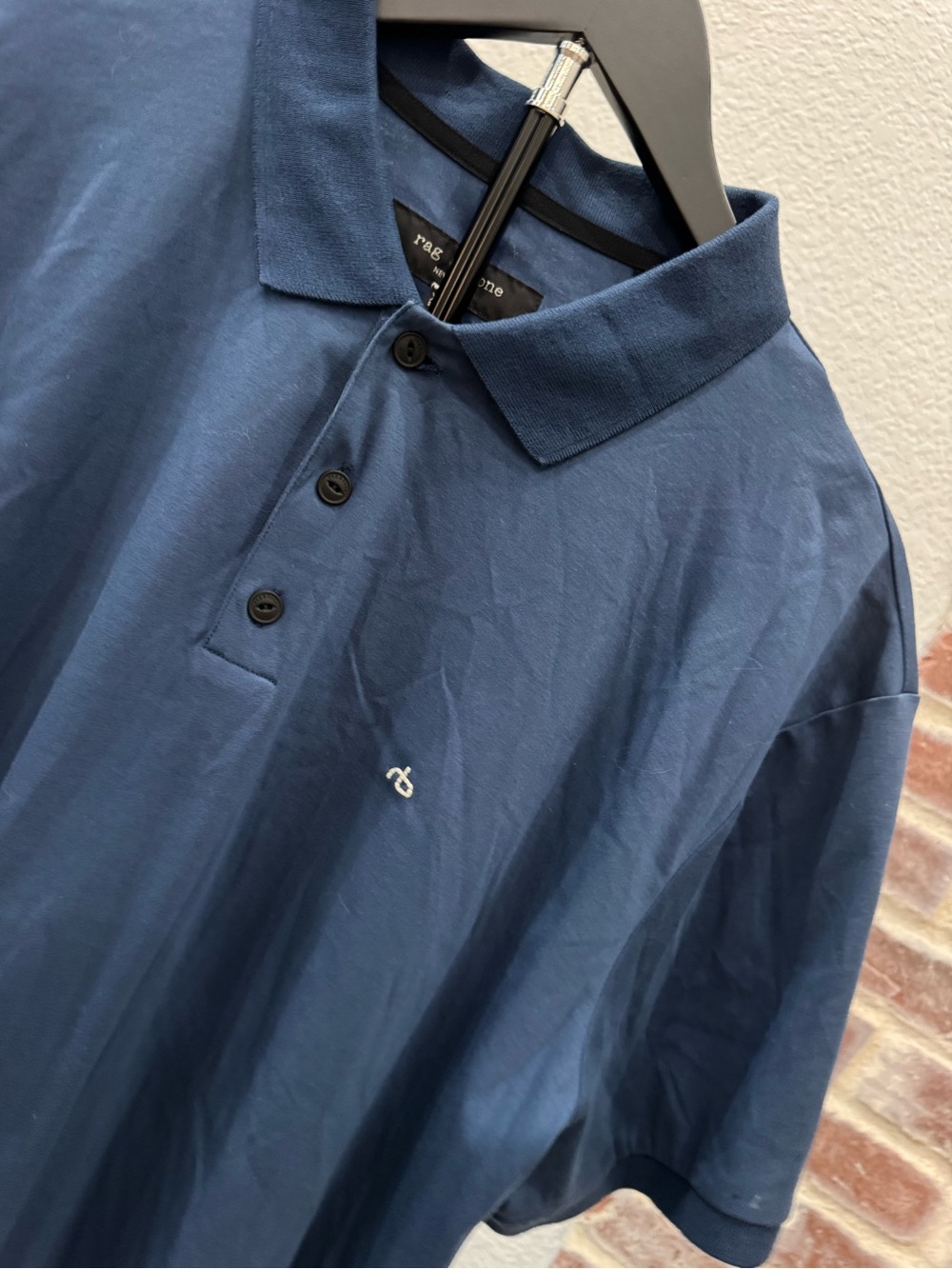 rag & bone NWT Men’s Lake Blue Short Sleeve Interlock Polo Shirt XXL